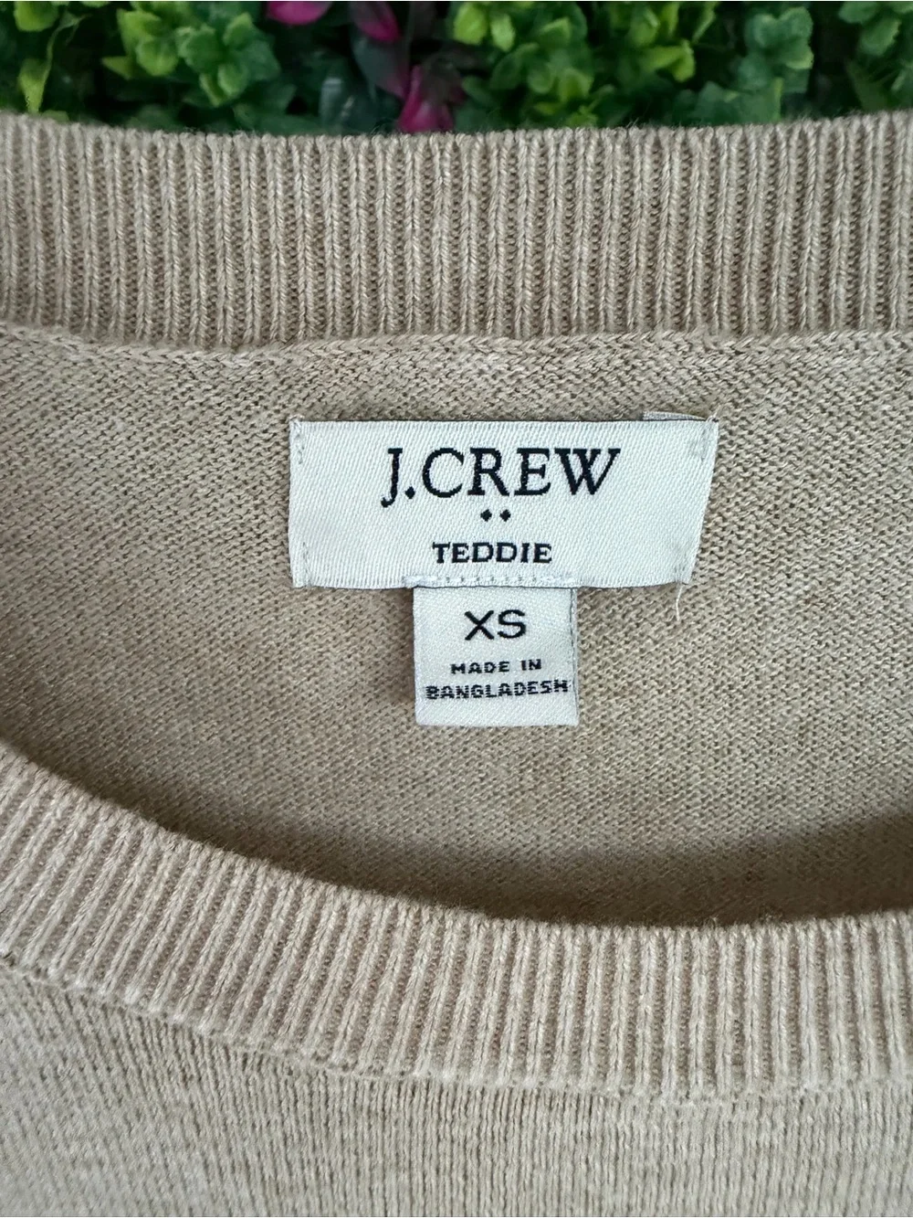 J.Crew Teddie 100% Cotton Striped Sweater Tan White XS Small Classic Nautical